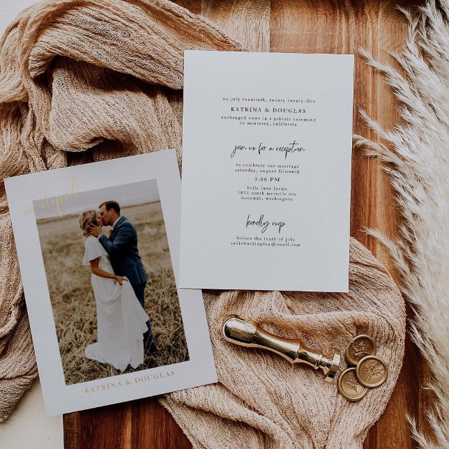 Invitation En Aluminium Mariage Elopement Gold Foil Photo (Créateur téléchargé)