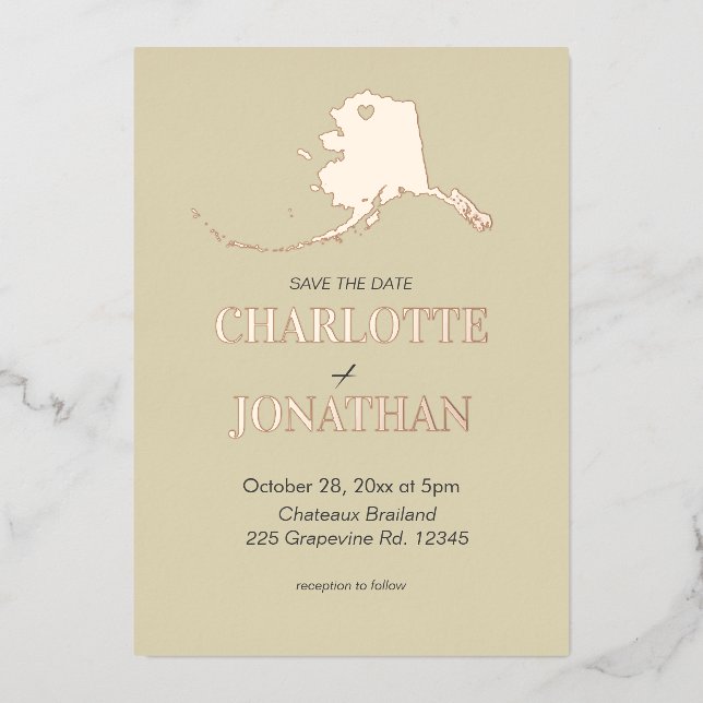 Invitation En Aluminium Mariage en Alaska Rose Gold   (Recto)