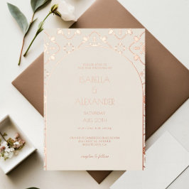 Invitation En Aluminium Mariage en Arc de Carrelage Méditerranéen Rose de 