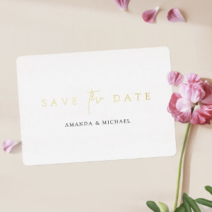 Invitation En Aluminium Mariage en or moderne simple Élégant Enregistrer l