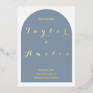 Invitation En Aluminium Mariage Enregistrer la date Simple Dusty Blue Arch