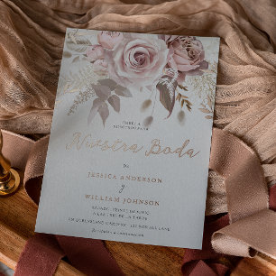 Invitation En Aluminium Mariage espagnol Nuestra Boda Rose Gold