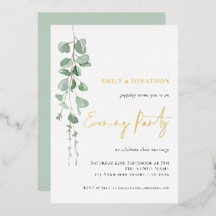 Invitation En Aluminium Mariage Eucalyptus moderne Soirée Gold Real