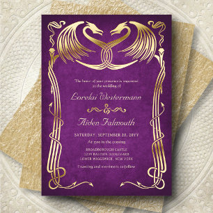 Invitation En Aluminium Mariage Fantasy Dragon Bourgogne