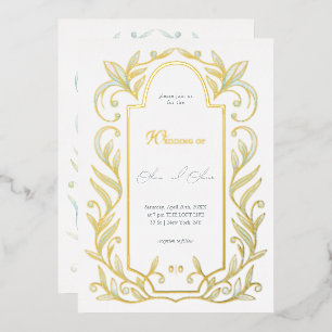 Invitation En Aluminium Mariage Feuille vert