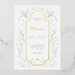 Invitation En Aluminium Mariage Feuille vert