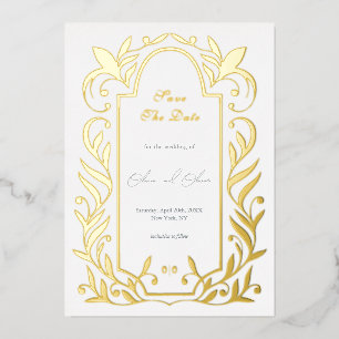 Invitation En Aluminium Mariage Feuille Vert Enregistrer La Date