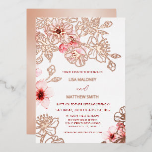 Invitation En Aluminium Mariage Fleur de Cerisier Rose Gold