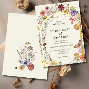 Invitation En Aluminium Mariage fleur sauvage Foil