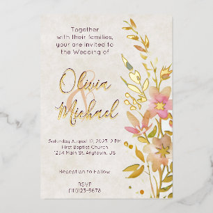 Invitation En Aluminium Mariage fleur sauvage naturel