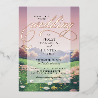 Invitation En Aluminium Mariage Fleur sauvage paysager