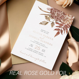 Invitation En Aluminium Mariage floral automnal bohème feuillage en terre 