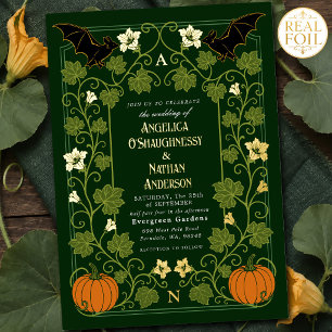 Invitation En Aluminium Mariage Floral Automnal Chauve-Souris Gothique Cit