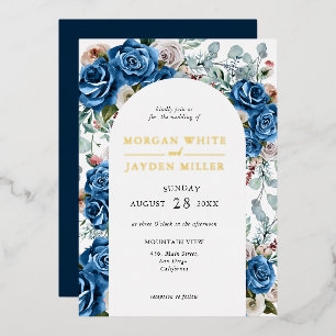 Invitation En Aluminium Mariage floral bleu bleu bleu rose roux