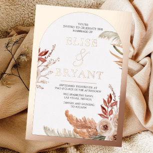 Invitation En Aluminium Mariage Floral Bohème Arc en Or Rose