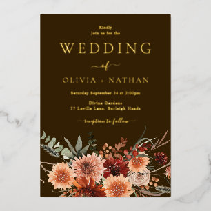 Invitation En Aluminium Mariage Floral Bohème Doré