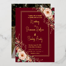 Mariage floral bordeaux et rose moderne script 