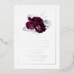 Invitation En Aluminium Mariage floral bourguignon et argenté