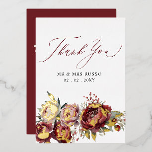 Invitation En Aluminium Mariage floral Burgundy élégant Script
