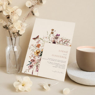 Invitation En Aluminium Mariage Floral de Fleur Sauvage Bohème Minimaliste