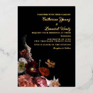 Invitation En Aluminium Mariage floral de minuit