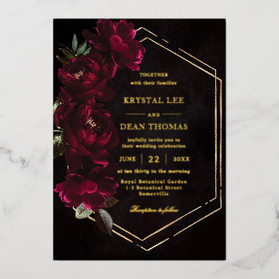 Invitation En Aluminium Mariage Floral de Pivoines Bourgogne Lunatique