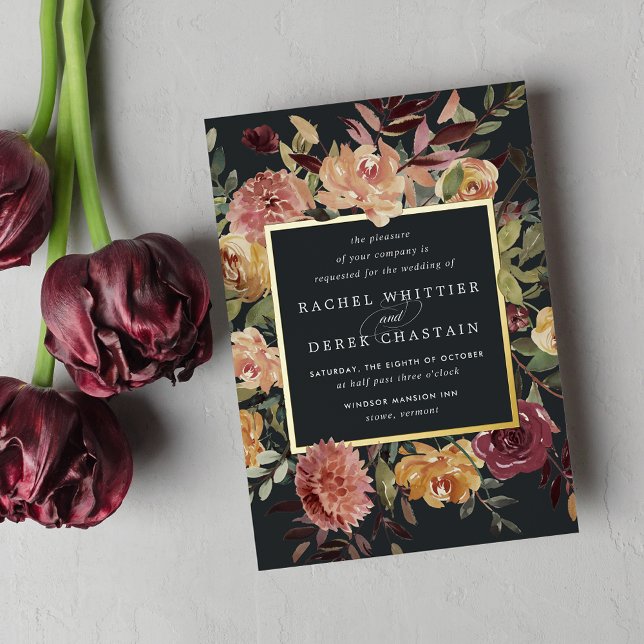 Invitation En Aluminium Mariage floral en fleurs rustiques (Créateur téléchargé)