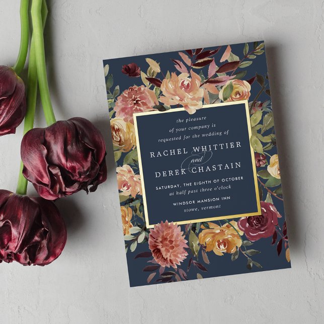 Invitation En Aluminium Mariage floral en fleurs rustiques (Créateur téléchargé)