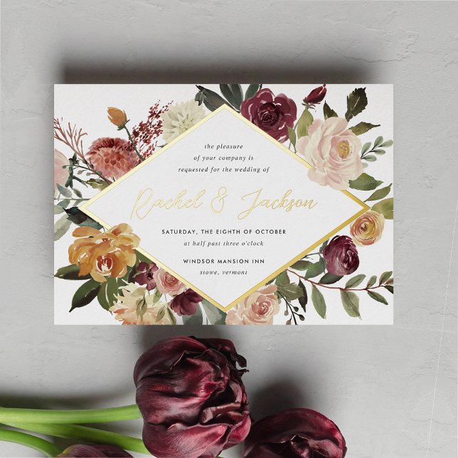 Invitation En Aluminium Mariage floral géométrique en fleur rustique (Créateur téléchargé)