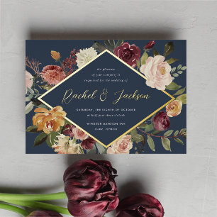 Invitation En Aluminium Mariage floral géométrique en fleur rustique