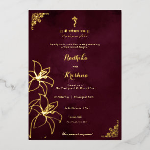 Invitation En Aluminium Mariage floral hindou indien + Ganesha