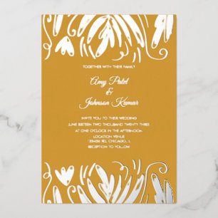 Invitation En Aluminium Mariage floral indien tiré à l'hindou