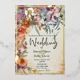 Invitation En Aluminium Mariage floral mixte d'automne