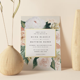 Invitation En Aluminium Mariage floral moderne Bohème