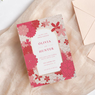 Invitation En Aluminium Mariage Floral Rose