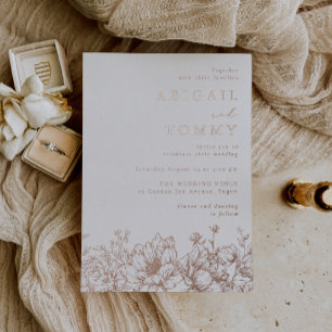 Invitation En Aluminium Mariage Floral Rose Doré Luxueux