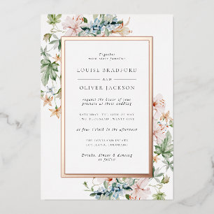 Invitation En Aluminium Mariage Floral Rose Gold