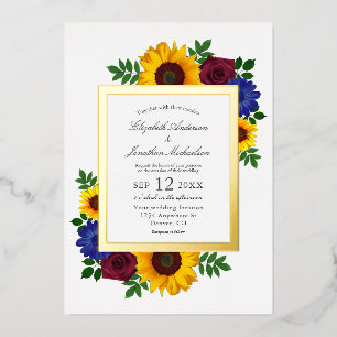 Invitation En Aluminium Mariage Floral Rose Tournesol