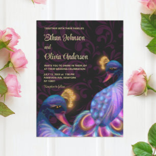 Invitation En Aluminium Mariage floral tons de bijoux de paon Humeur pourp