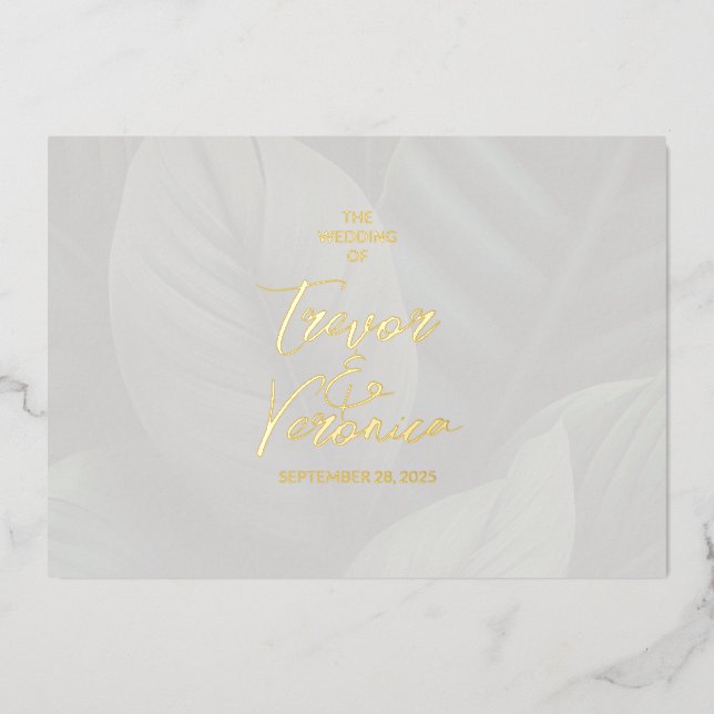 Invitation En Aluminium Mariage Foil Tropical Chic (Recto)