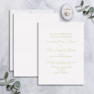 Invitation En Aluminium Mariage Formel Moderne Calligraphie Véritable Feui