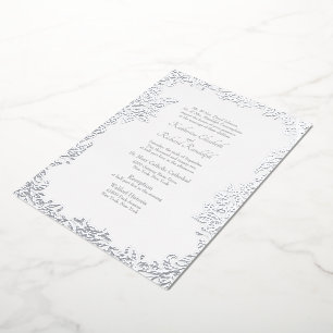 Invitation En Aluminium Mariage Formel Vintage Les Deux Parents Argent
