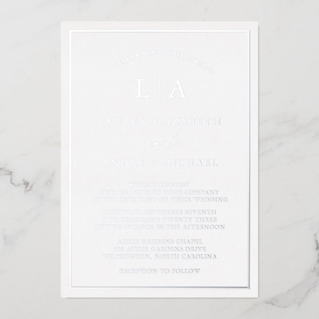 Invitation En Aluminium Mariage frontalier du monogramme romantique à huil (Recto)