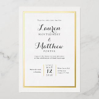 Invitation En Aluminium Mariage frontalier moderne élégant classique