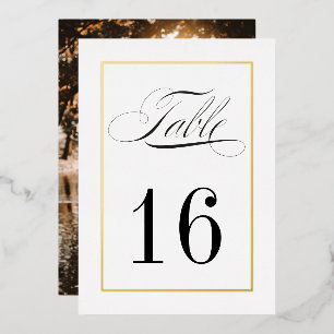 Invitation En Aluminium Mariage frontière Gold Foil Numéro de tableau Phot