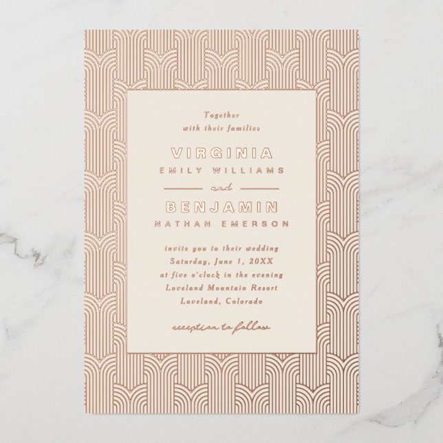 Invitation En Aluminium Mariage géométrique (Recto)