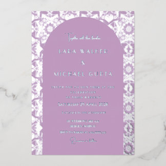 Invitation En Aluminium Mariage géométrique italien Lilac (Retro-Dotted)