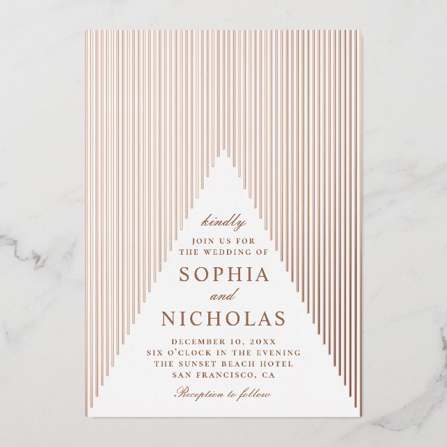 Invitation En Aluminium Mariage géométrique or. Élégant hiver moderne (Recto)