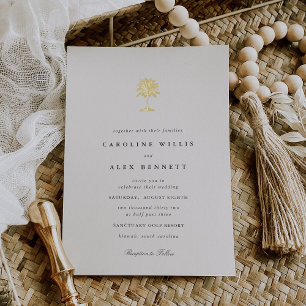 Invitation En Aluminium Mariage Gold Foil Palm Tree