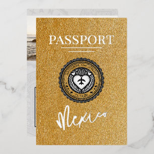 Invitation En Aluminium Mariage Gold Mexico Passport